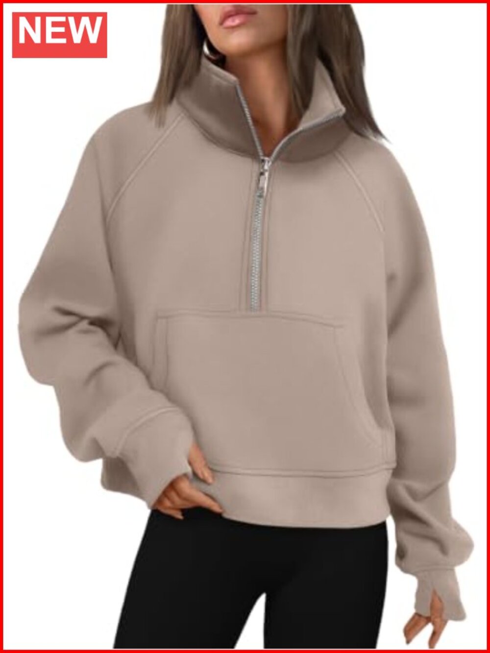 Half Zip Fleece Pullover Sweatshirt with Kangaroo Pockets